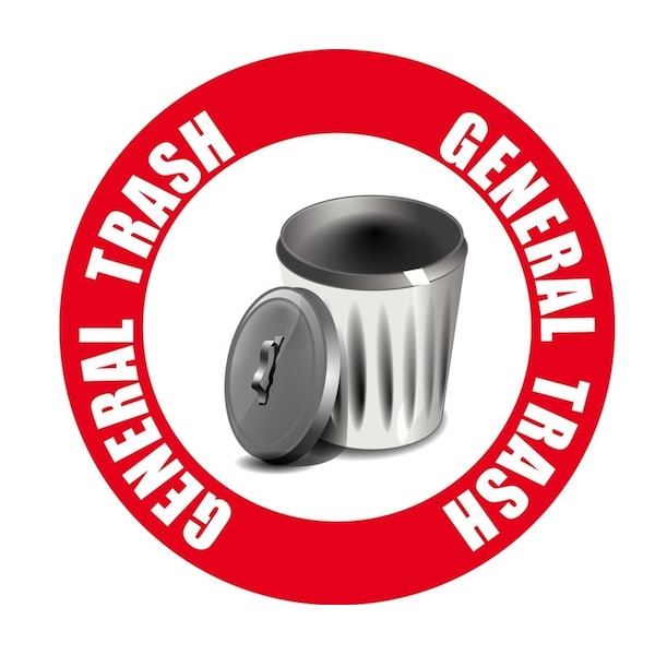 General Trash Sign 12in Diameter Non Slip Floor Sign